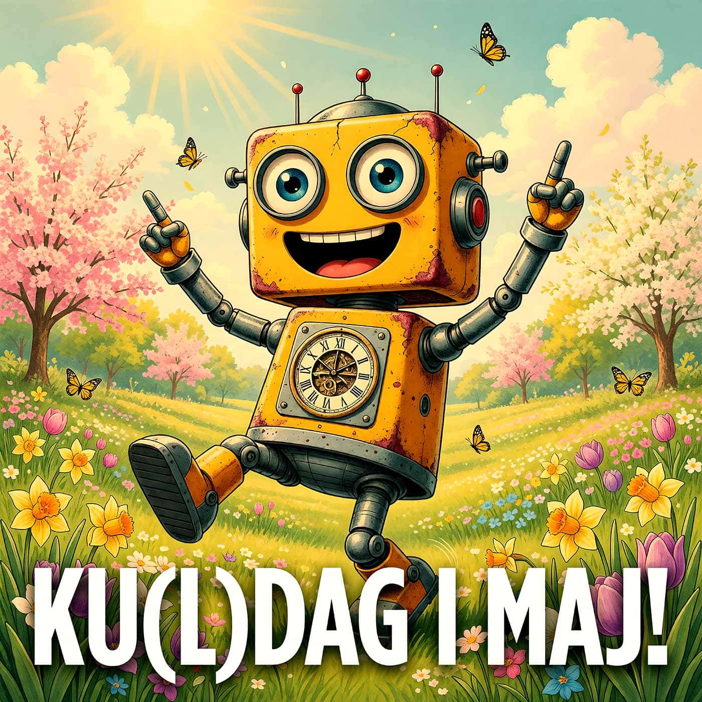 Glad robot i vårmiljö