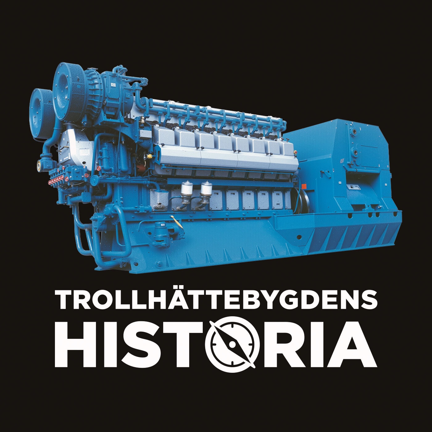 Blå gasmotor på svart bakgrund