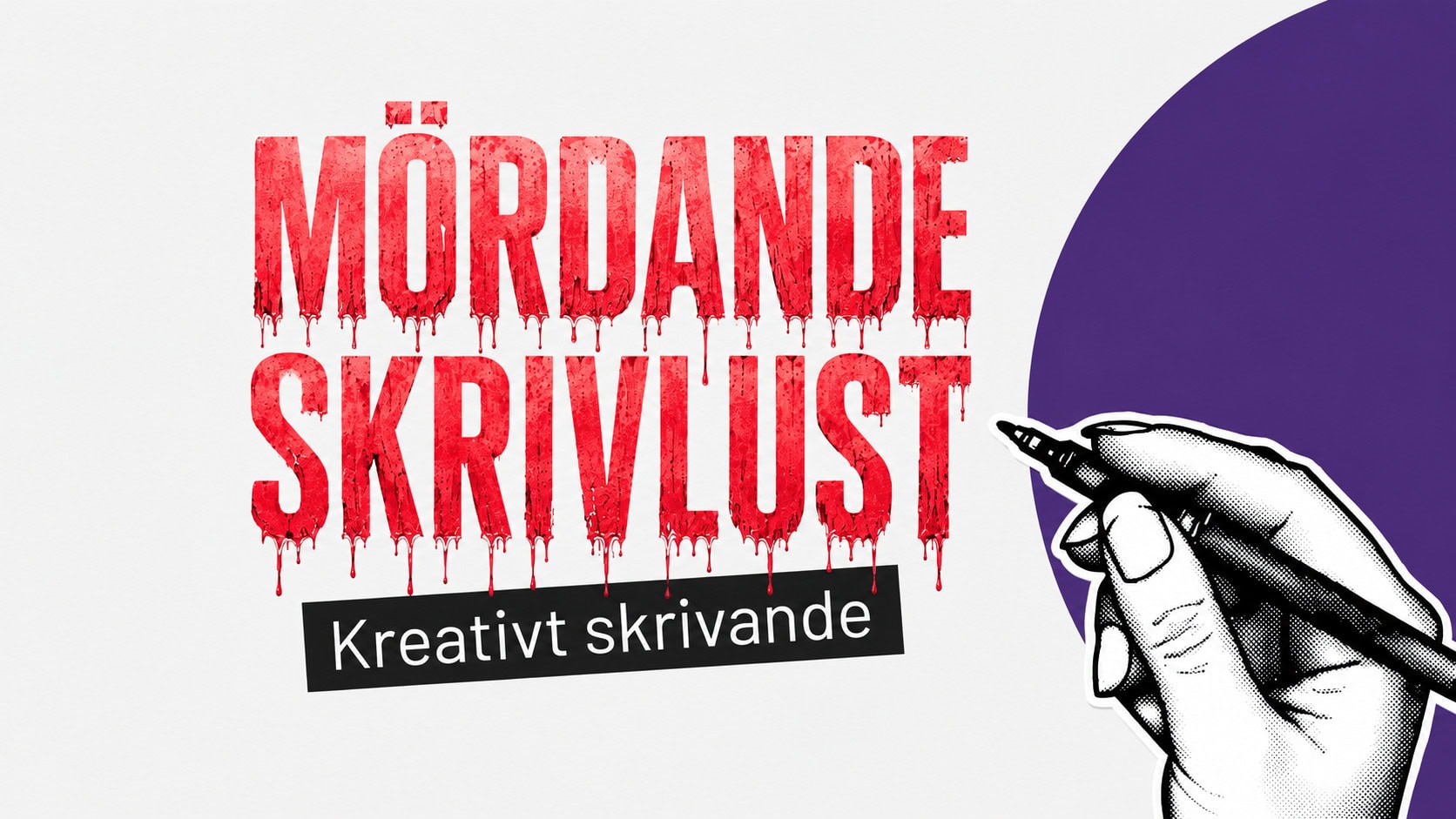 Penna som skriver med bokstäver som droppar blod.